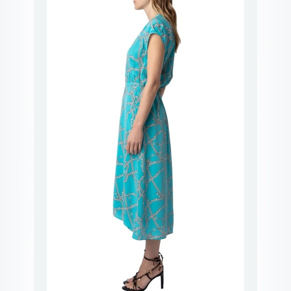 Zadig &Voltaire Elegant Turquoise Patterned Dress size Medium - Picture 7 of 15